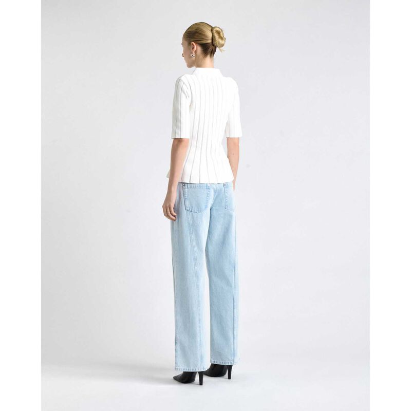 Cue Zipper Front Peplum Knit Top image number 1